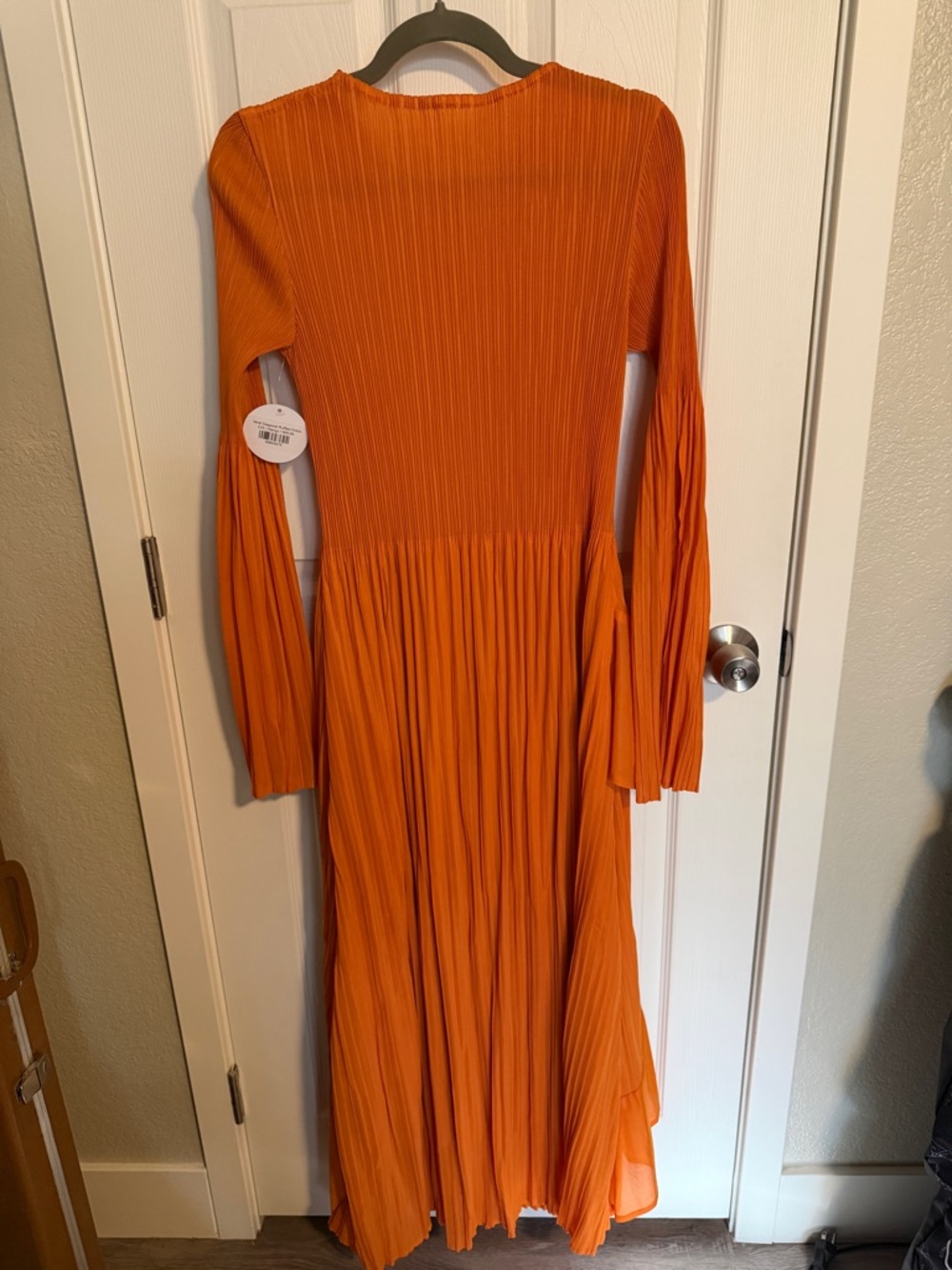 Zadie B’s Orange Pleated Midi Dress One Size Boho Ruffle Anthropologie Style NWT - Picture 7 of 8